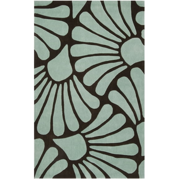 SAFAVIEH Modern Art Teague Abstract Polyester Area Rug, Brown/Blue, 9' x 12'