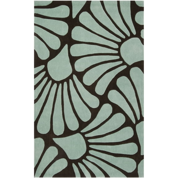 SAFAVIEH Modern Art Teague Abstract Polyester Area Rug, Brown/Blue, 9' x 12'
