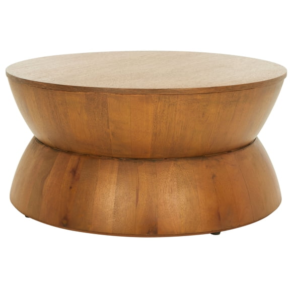SAFAVIEH Modern Durable Round Bayur Wood Coffee Table, Natural Finish