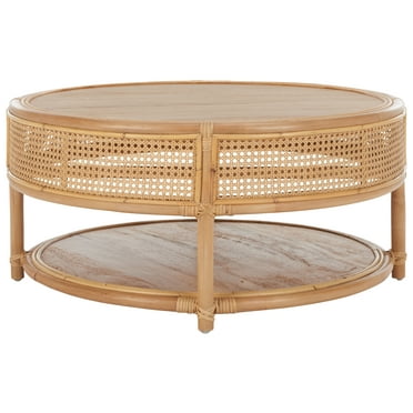 SAFAVIEH Modern Round Rattan Coffee Table, Natural