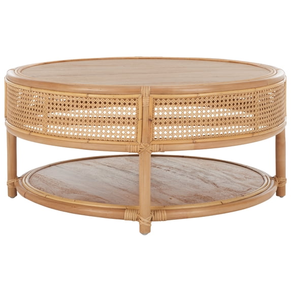 Round Rattan Tea Table SAFAVIEH Modern Round Rattan Coffee Table, Natural - Walmart.com
