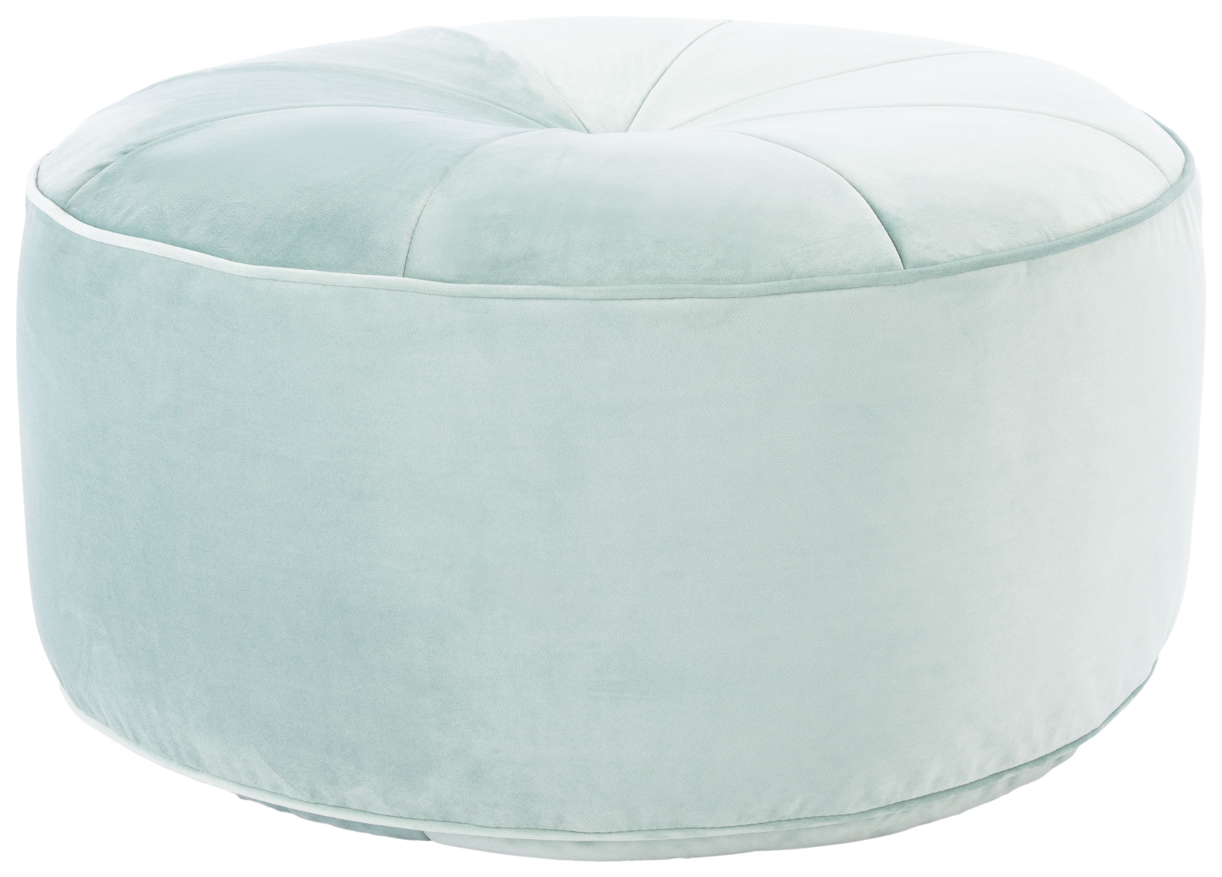 Mint Green Velvet Round Storage Ottoman
