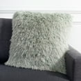 thumbnail image 1 of SAFAVIEH Modish Metallic Solid with Shag Pillow, 21" x 21", Green, 1 of 5