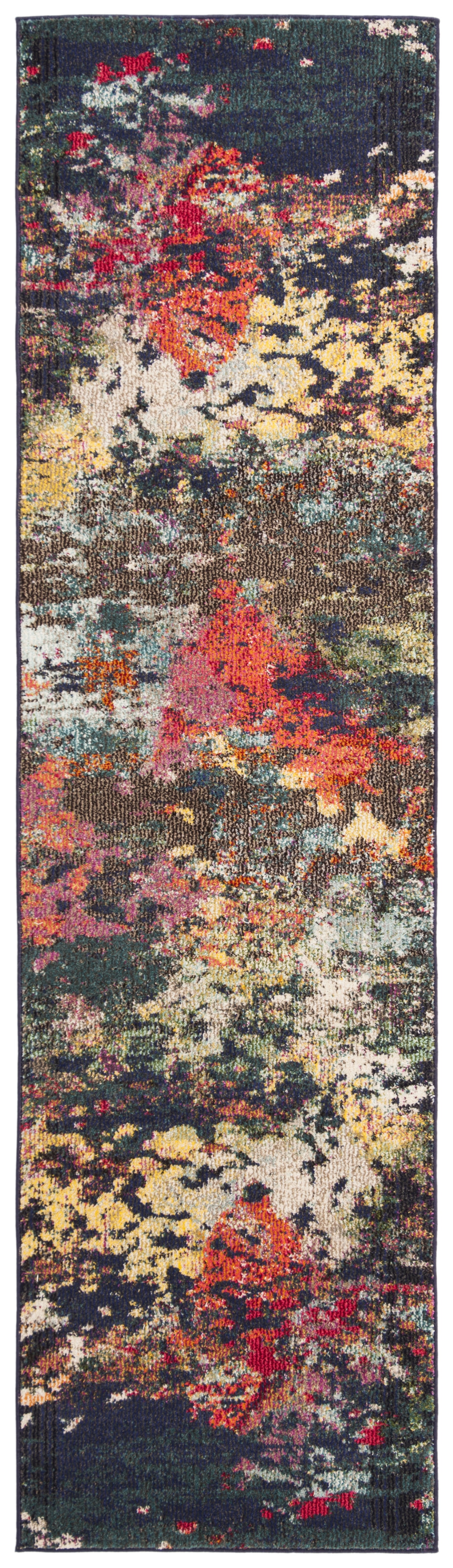 Boho-Chic Multicolor Synthetic 2'2" X 8' Runner Rug