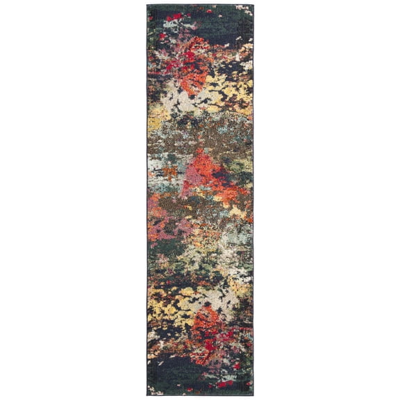 SAFAVIEH Monaco Adolf Abstract Colorful Runner Rug, Brown/Teal, 2'2" x 8'