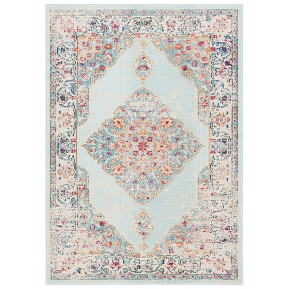 SAFAVIEH Monaco Alfreda Oriental Runner Rug, Ivory/Turquoise, 2'2" x 8'