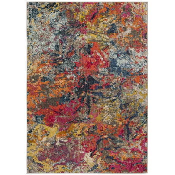 SAFAVIEH Monaco Aline Abstract Colorful Area Rug, Blue/Orange, 4' x 5'7"