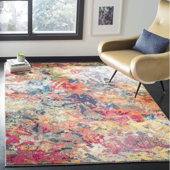SAFAVIEH Monaco Aline Abstract Colorful Area Rug, Blue/Orange, 9' x 12'