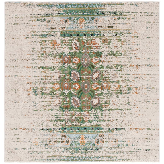 SAFAVIEH Monaco Annabelle Oriental Area Rug, Green/Ivory, 6'7" x 6'7" Square