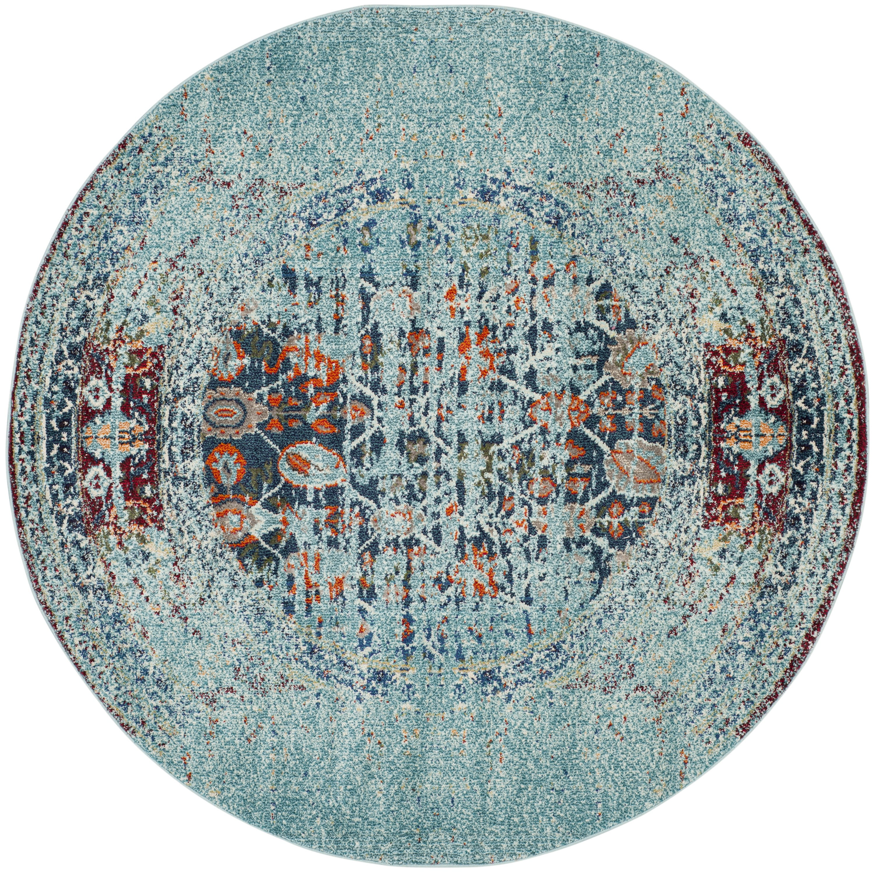 Boho-Chic Monaco Distressed Blue & Multi 5' Round Area Rug