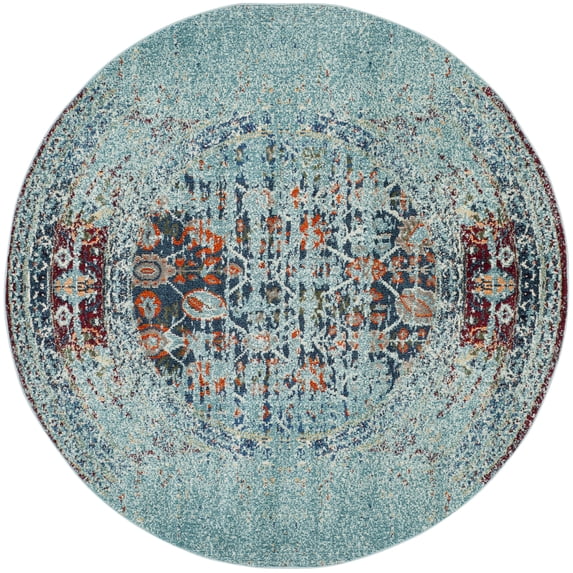 SAFAVIEH Monaco Annabelle Vintage Area Rug, Blue/Multi, 5' x 5' Round