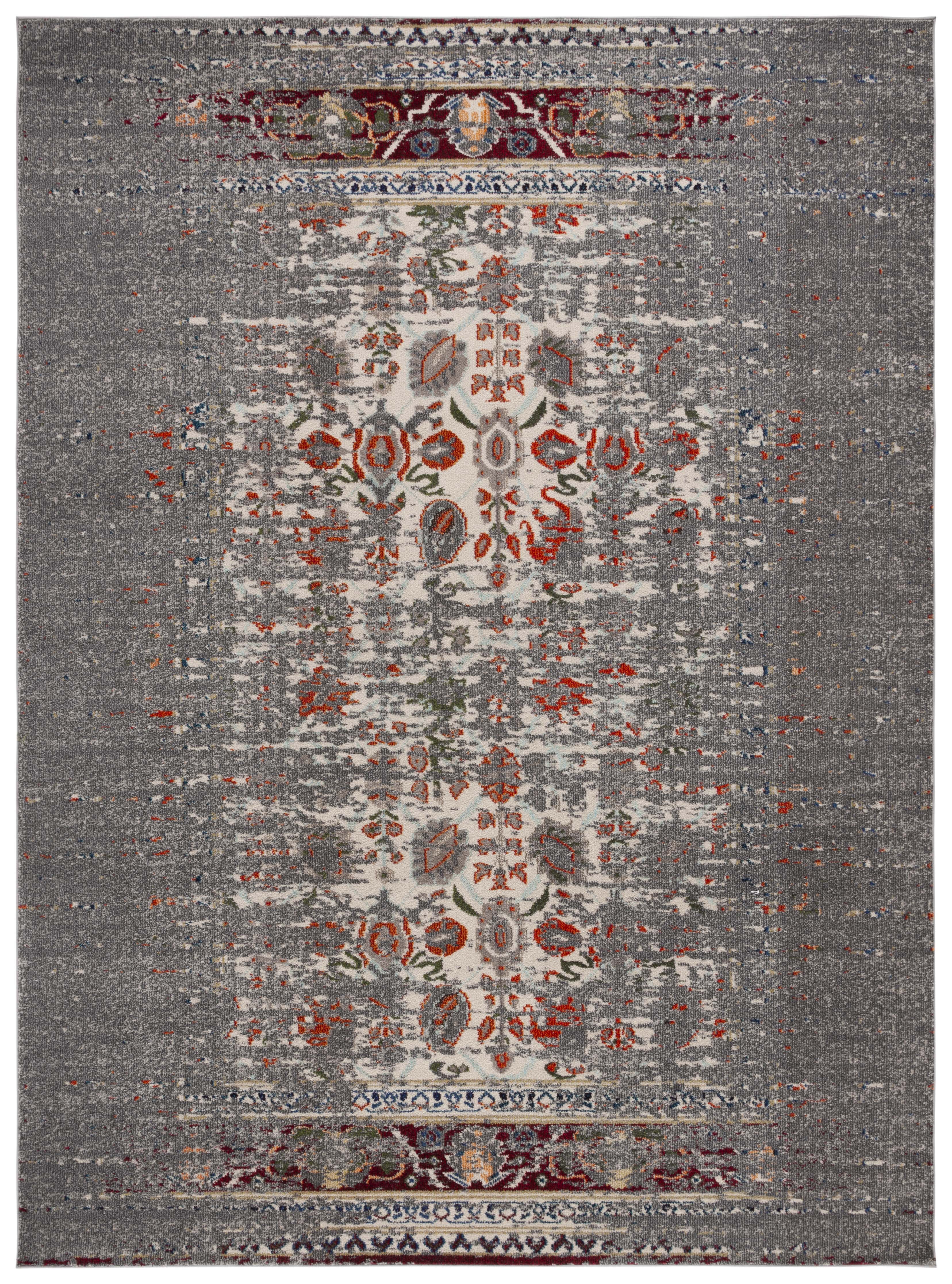 Gray Synthetic Stain-Resistant Boho-Chic Area Rug, 54" x 16"