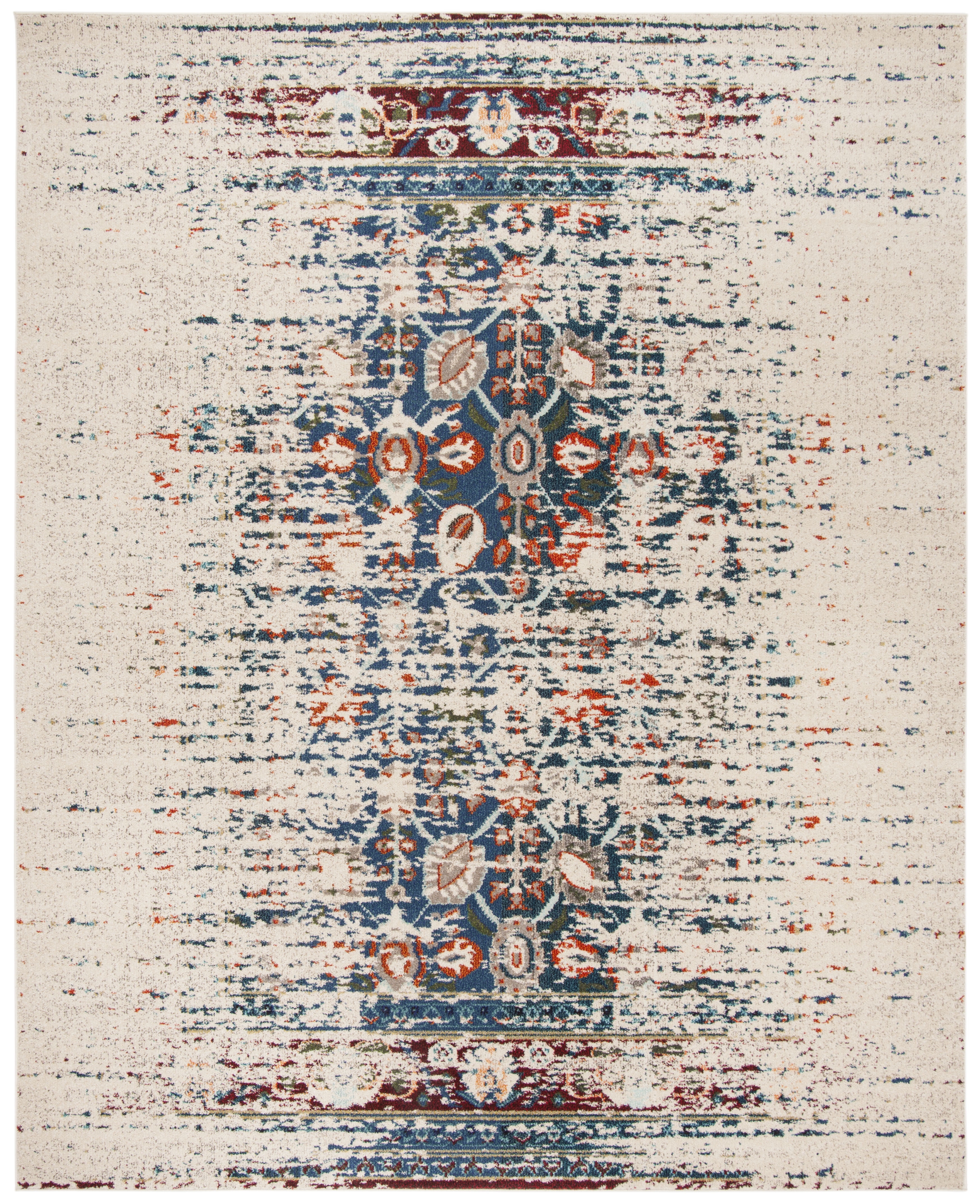 Ivory and Blue Reversible Synthetic 8' x 10' Rug