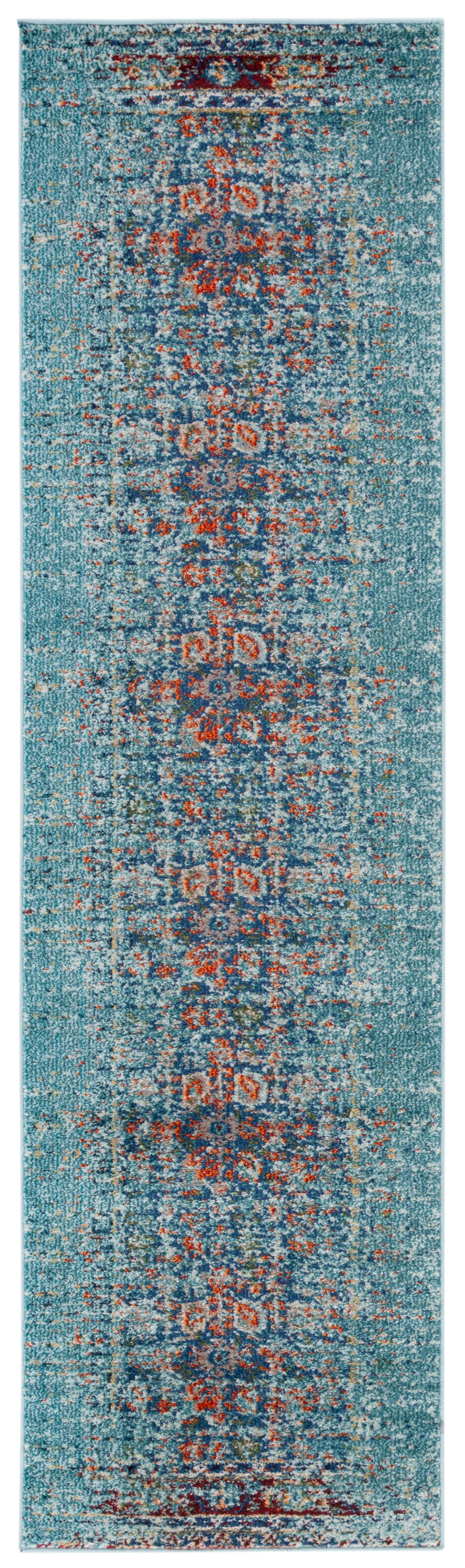 Monaco 26" Blue Multi Synthetic Stain-Resistant Area Rug