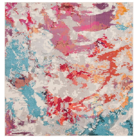 SAFAVIEH Monaco Averill Abstract Area Rug, Grey/Multi, 6'7" x 6'7" Square
