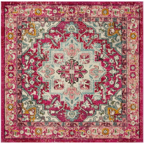 SAFAVIEH Monaco Axel Transitional Area Rug, Fuchsia/Light Blue, 6'7" x 6'7" Square