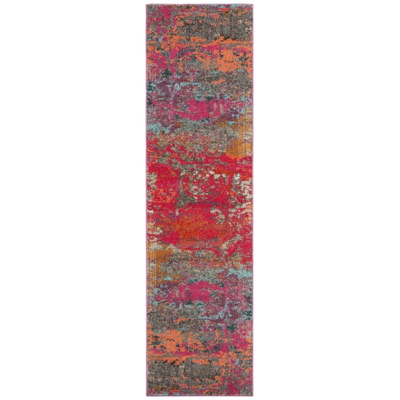 SAFAVIEH Monaco Bojan Abstract Colorful Runner Rug, Fuchsia/Blue, 2'2" x 8'