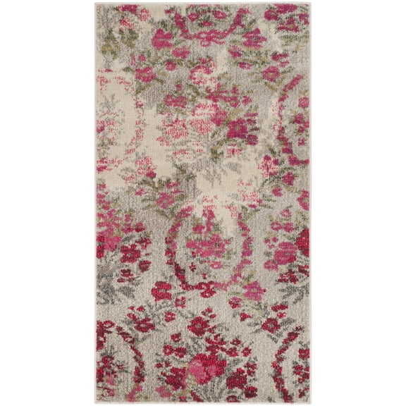 SAFAVIEH Monaco Cyan Floral Area Rug, Ivory/Pink, 2'2" x 4'
