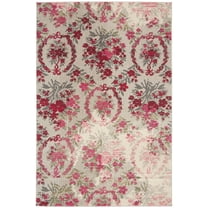 SAFAVIEH Monaco Cyan Floral Area Rug, Ivory/Pink, 4' x 5'7"