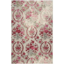 SAFAVIEH Monaco Cyan Floral Area Rug, Ivory/Pink, 6'7" x 9'2"
