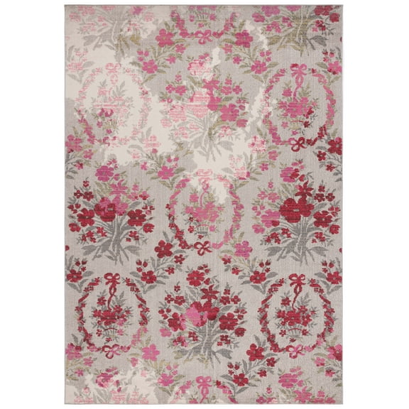 SAFAVIEH Monaco Cyan Floral Area Rug, Ivory/Pink, 8' x 11'