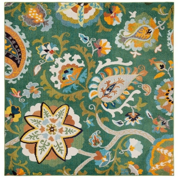SAFAVIEH Monaco Damian Floral Area Rug, Green/Sage, 6'7" x 6'7" Square