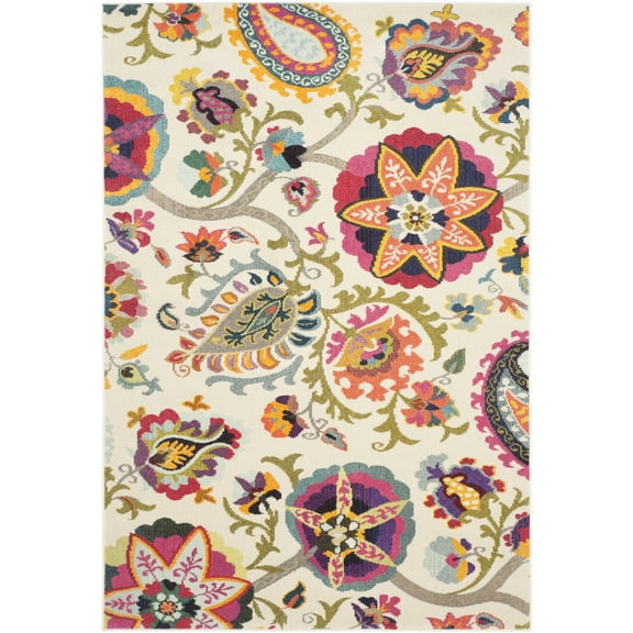 SAFAVIEH Monaco Damian Floral Area Rug, Ivory/Multi, 3' x 5'