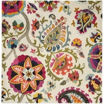 SAFAVIEH Monaco Damian Floral Area Rug, Ivory/Multi, 6'7" x 6'7" Square