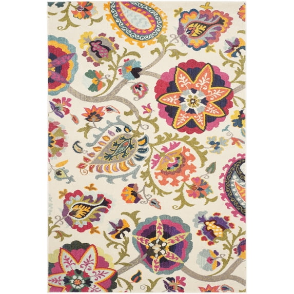 SAFAVIEH Monaco Damian Floral Area Rug, Ivory/Multi, 6'7" x 9'2"