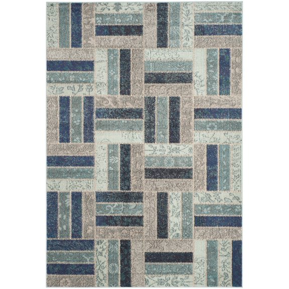 SAFAVIEH Monaco Dermot Geometric Area Rug, Grey/Blue, 6'7" x 9'2"