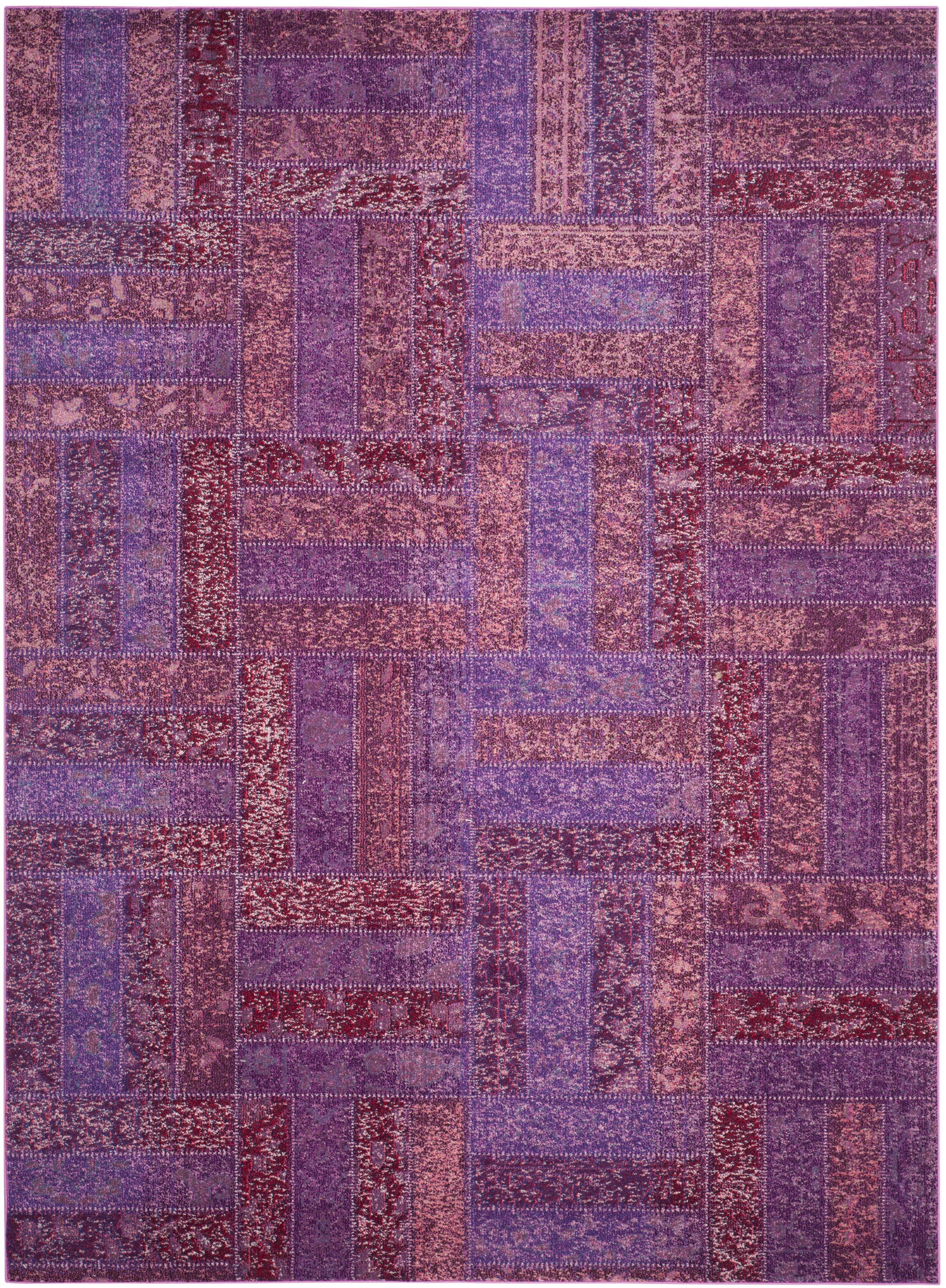 Purple and Multicolor Geometric 9' x 12' Synthetic Area Rug