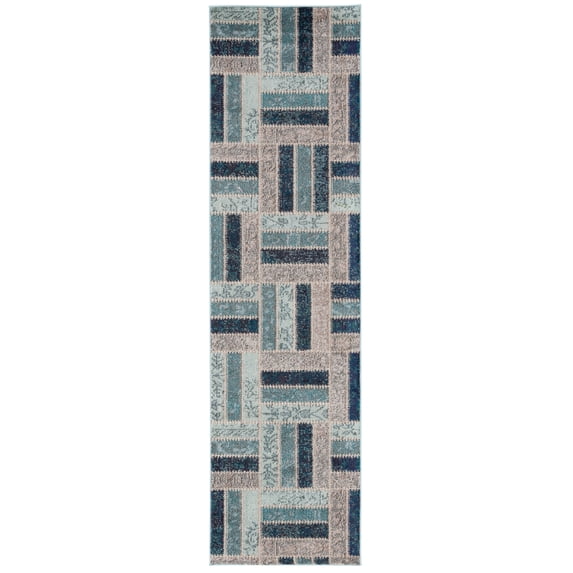 SAFAVIEH Monaco Dermot Geometric Runner Rug, Grey/Blue, 2'2" x 8'