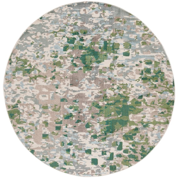 SAFAVIEH Monaco Driskoll Abstract Area Rug, Green/Blue, 6'7" x 6'7" Round