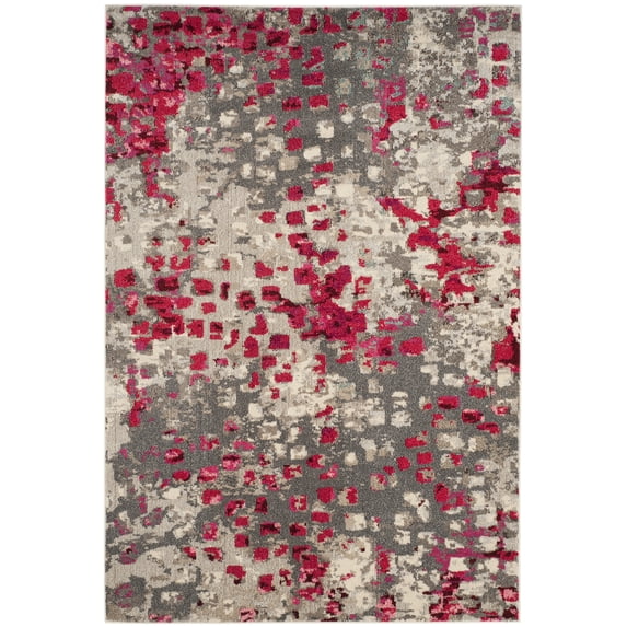 SAFAVIEH Monaco Driskoll Abstract Area Rug, Grey/Fuchsia, 3' x 5'