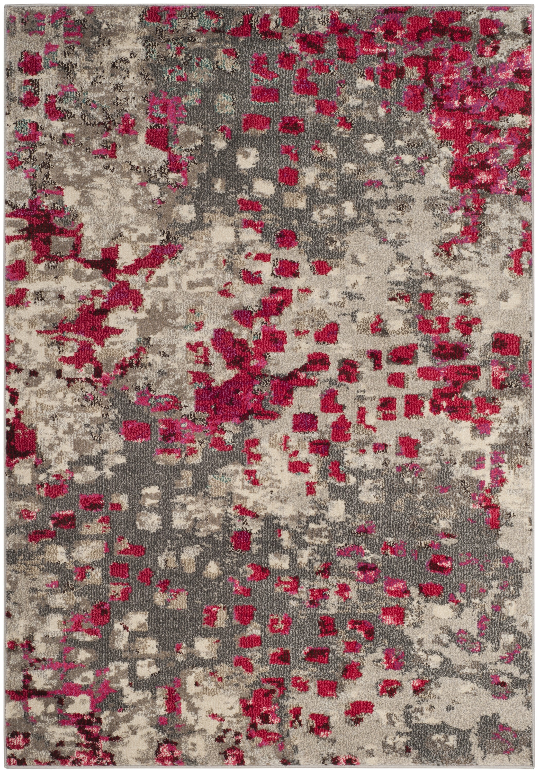SAFAVIEH Monaco Driskoll Abstract Area Rug, Grey/Fuchsia, 4' x 5'7"