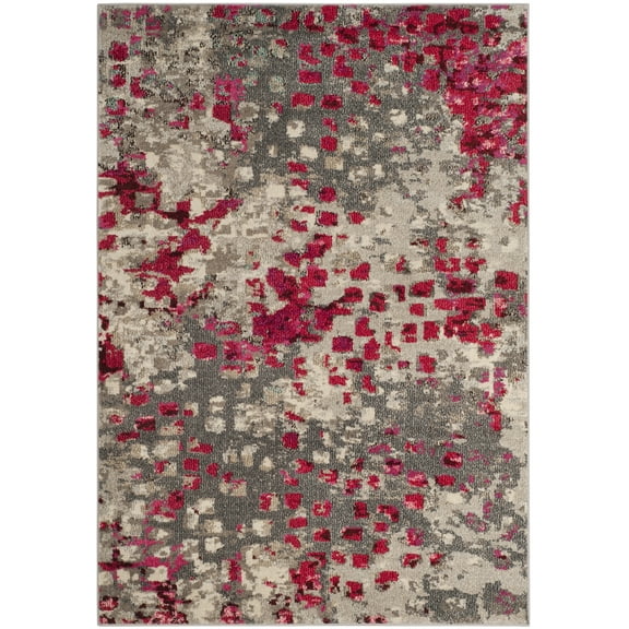 SAFAVIEH Monaco Driskoll Abstract Area Rug, Grey/Fuchsia, 4' x 5'7"