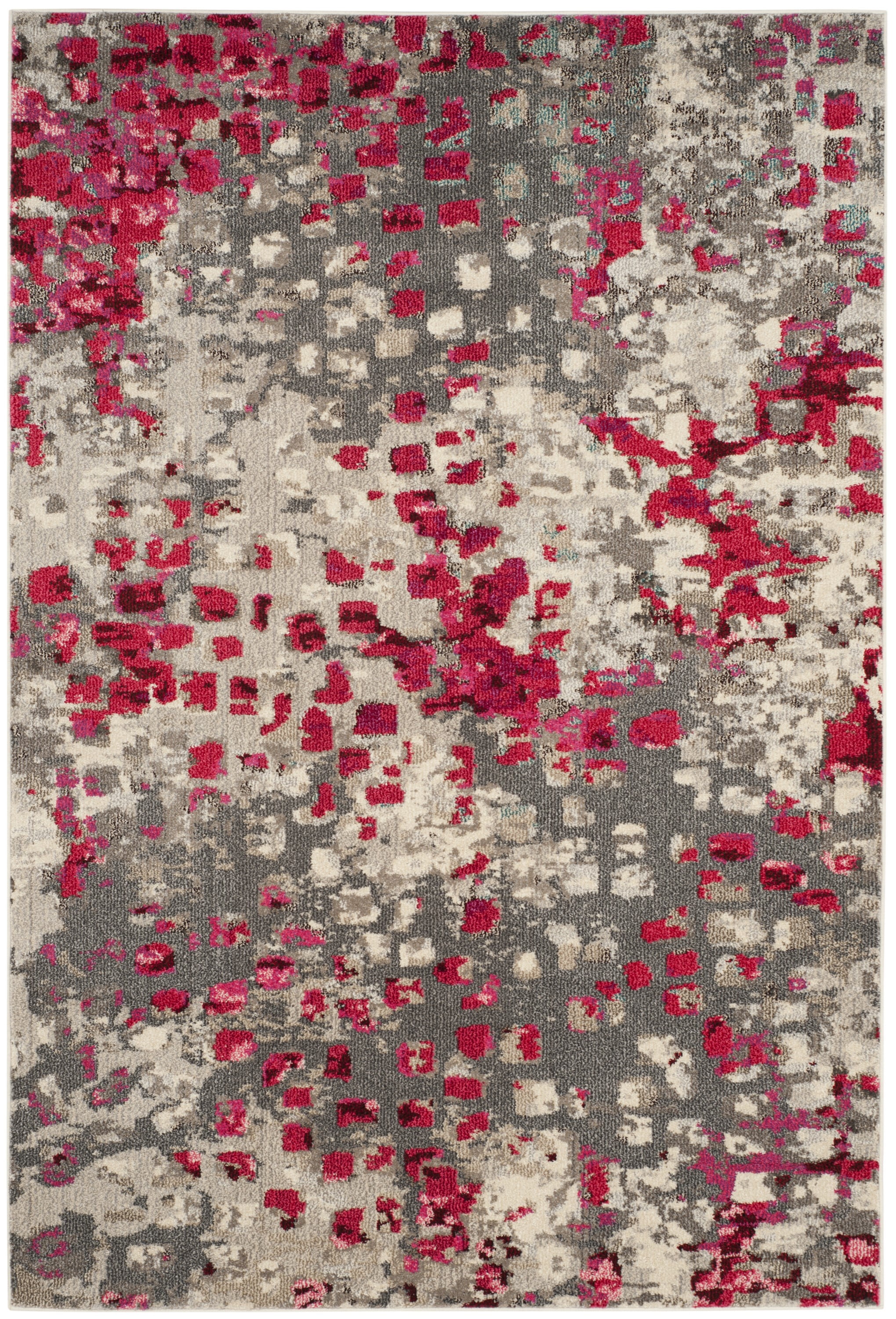 Abstract Grey & Fuchsia 6' x 9' Hand-Knotted Reversible Area Rug