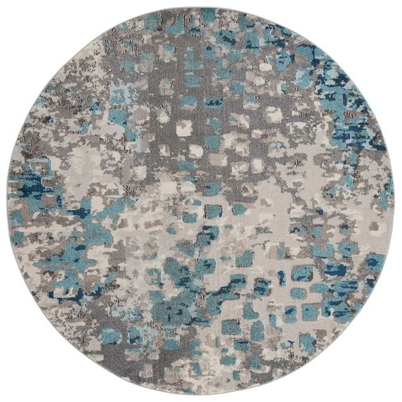 SAFAVIEH Monaco Driskoll Abstract Area Rug, Grey/Light Blue, 3' x 3' Round