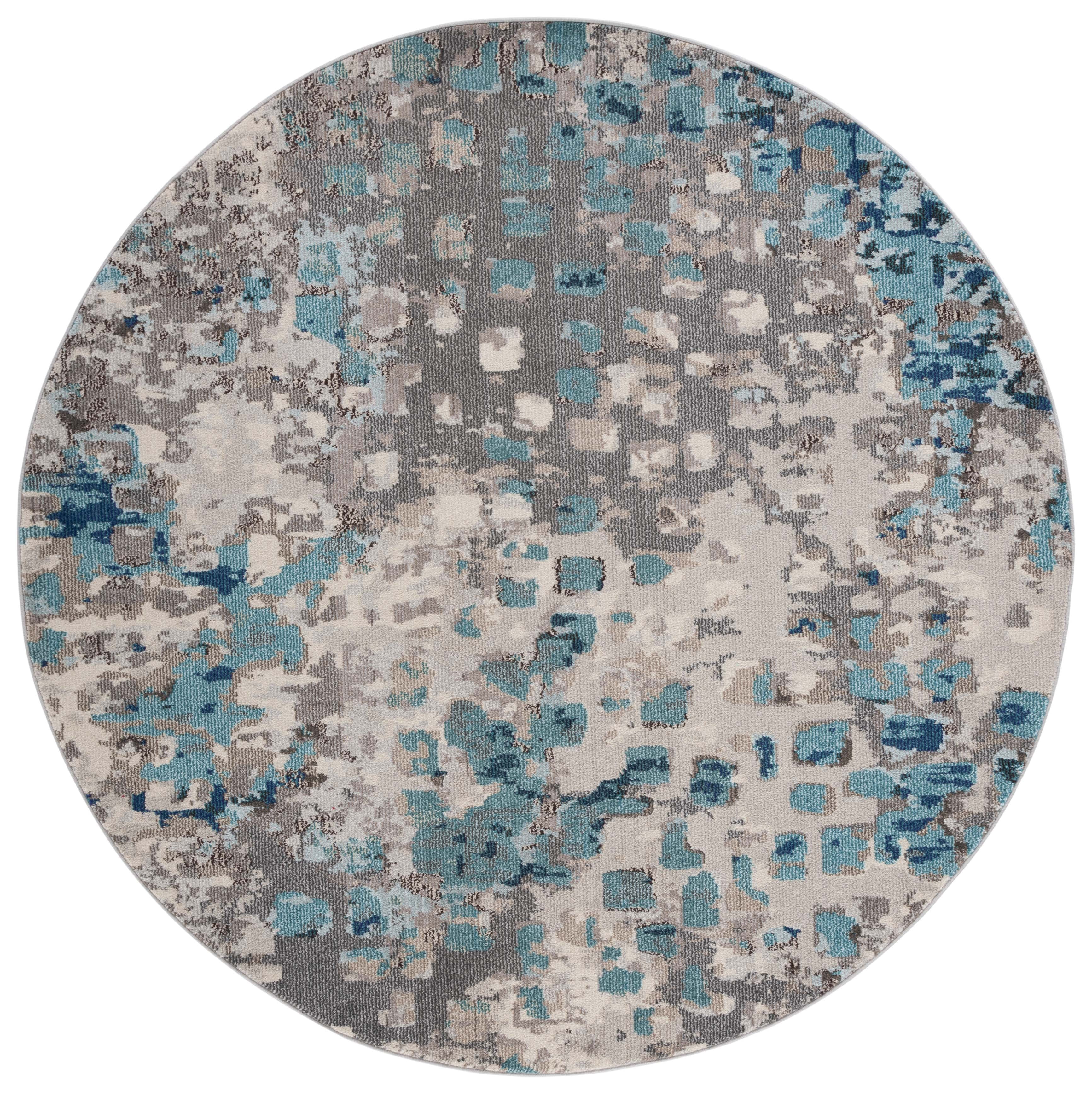SAFAVIEH Monaco Driskoll Abstract Area Rug, Grey/Light Blue, 6'7" x 6'7" Round