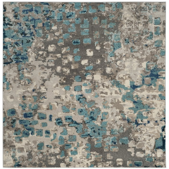 SAFAVIEH Monaco Driskoll Abstract Area Rug, Grey/Light Blue, 6'7" x 6'7" Square