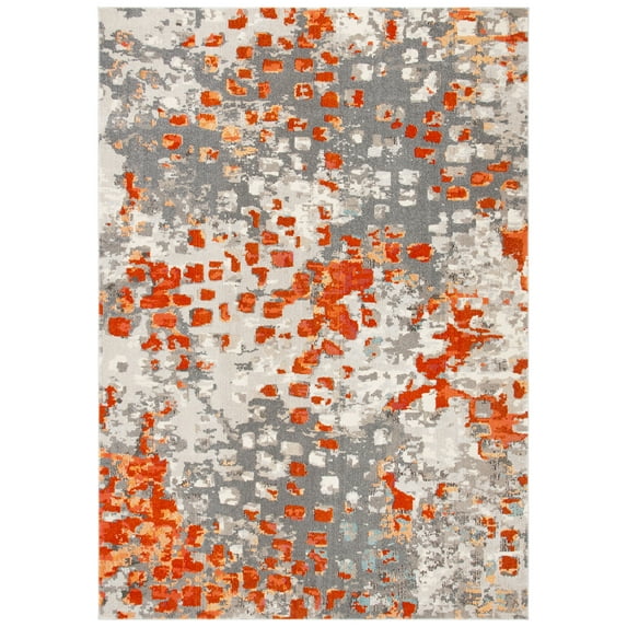 SAFAVIEH Monaco Driskoll Abstract Area Rug, Grey/Orange, 10' x 14'