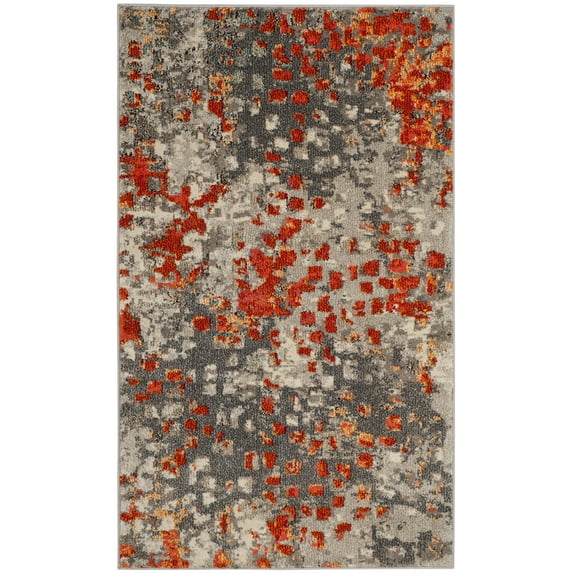 SAFAVIEH Monaco Driskoll Abstract Area Rug, Grey/Orange, 3' x 5'