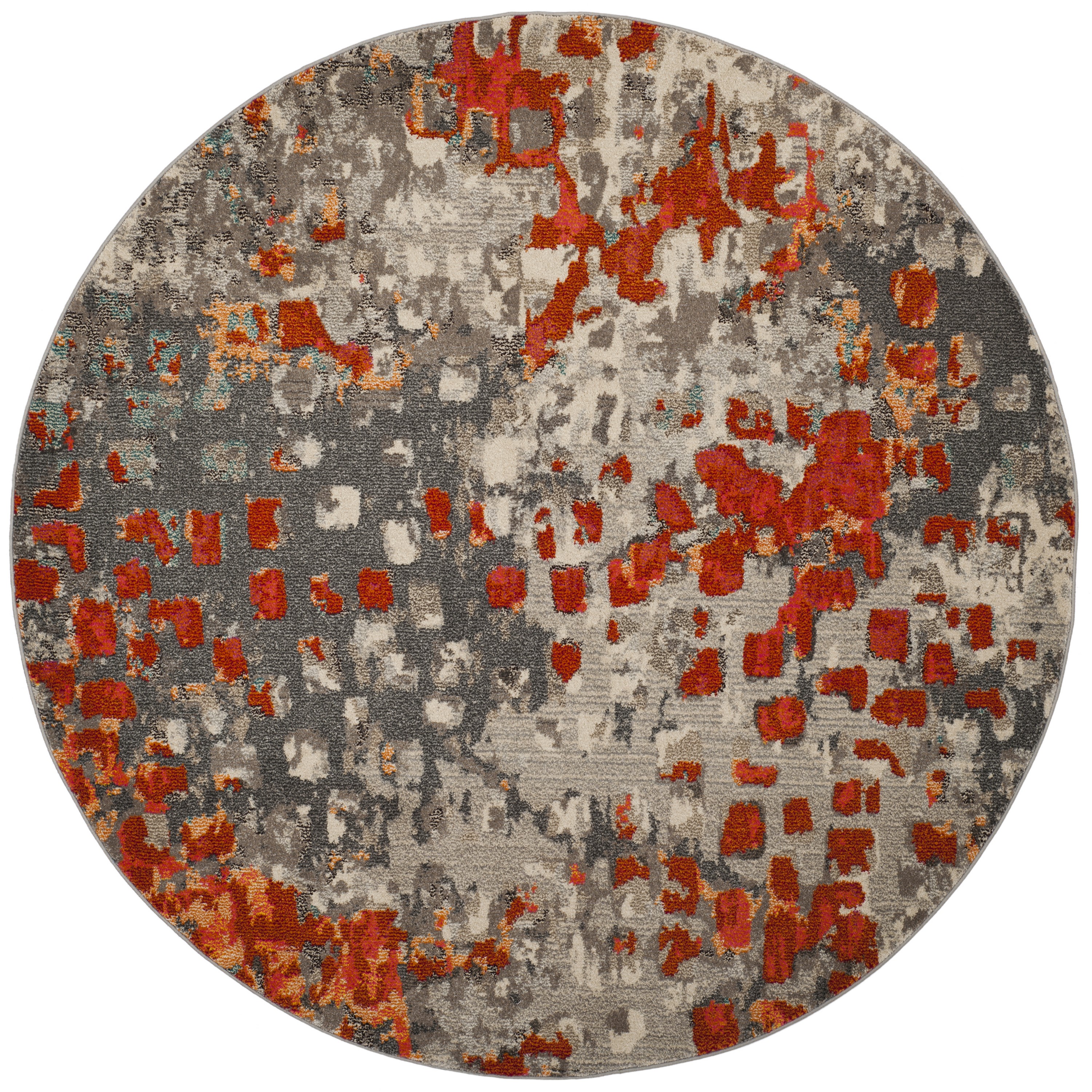 SAFAVIEH Monaco Driskoll Abstract Area Rug, Grey/Orange, 5' x 5' Round - image 1 of 6