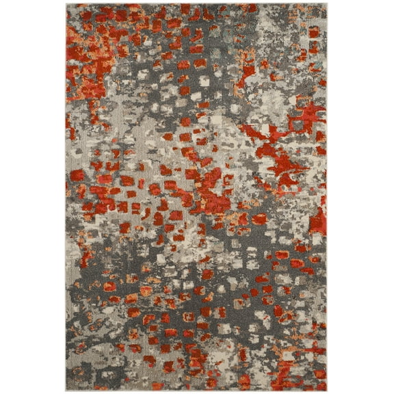 SAFAVIEH Monaco Driskoll Abstract Area Rug, Grey/Orange, 6'7" x 9'2"