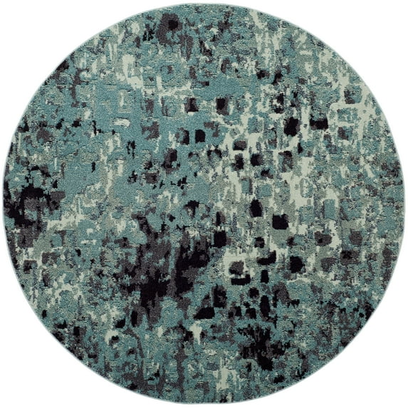 SAFAVIEH Monaco Driskoll Abstract Area Rug, Light Blue/Multi, 6'7" x 6'7" Round