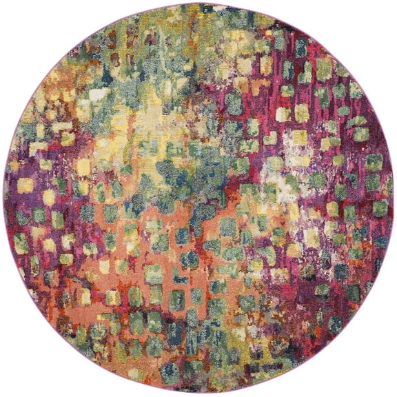 SAFAVIEH Monaco Driskoll Abstract Area Rug, Pink/Multi, 3' x 3' Round