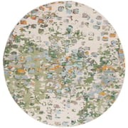 SAFAVIEH Monaco Driskoll Abstract Area Rug, Sage/Rust, 6'7" x 6'7" Round