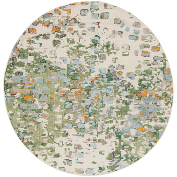 SAFAVIEH Monaco Driskoll Abstract Area Rug, Sage/Rust, 6'7" x 6'7" Round