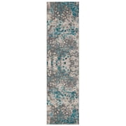 SAFAVIEH Monaco Driskoll Abstract Runner Rug, Grey/Light Blue, 2'2" x 12'