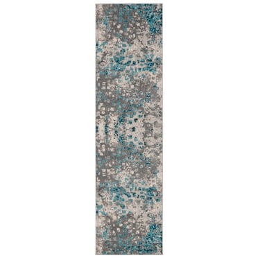 SAFAVIEH Monaco Driskoll Abstract Runner Rug, Grey/Light Blue, 2'2" x 12'